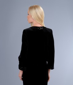 Bolero din catifea elastica cu insertie de paiete