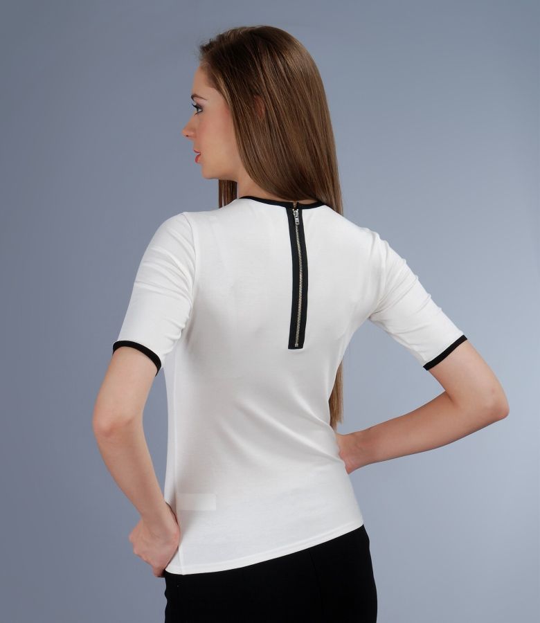 Tricou din jerse elastic cu fermoar metalic