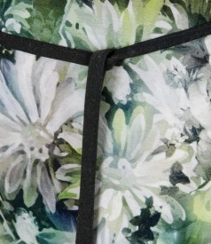 Rochie din jerse elastic imprimeu floral si cordon