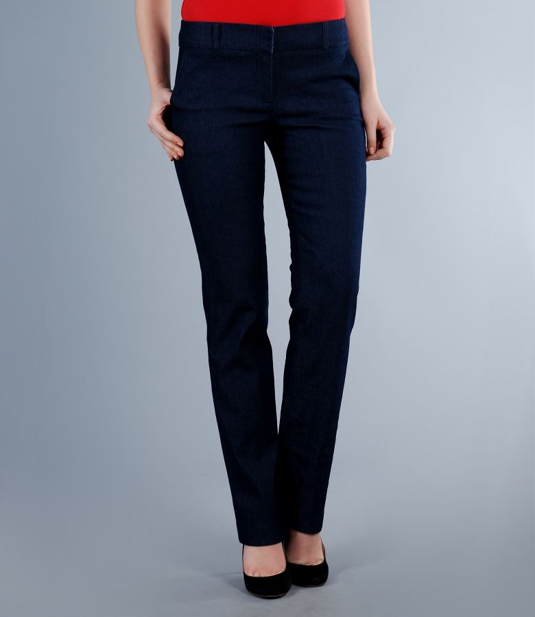 Pantaloni din denim elastic bleumarin