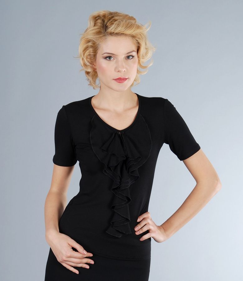 Tricou din jerse elastic cu jabou