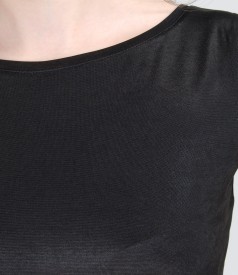 Tricou din jerse elastic satinat