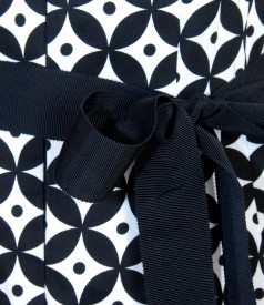 Rochie din bumbac elastic imprimat cu buzunare si cordon