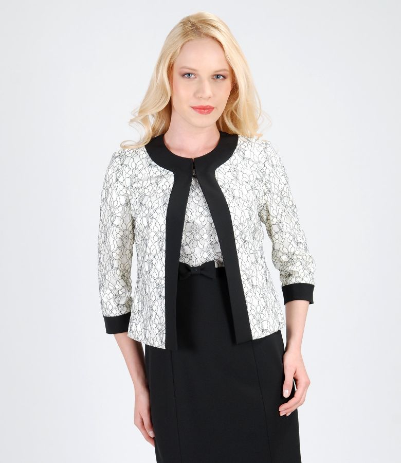 Bolero elegant de dantela cu garnitura