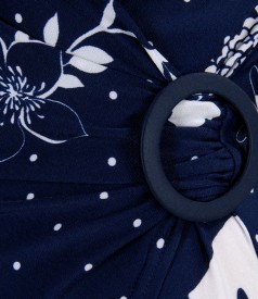 Rochie din jerse elastic imprimat cu catarama