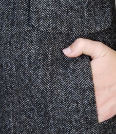 Jacheta gri cu lana si buzunare