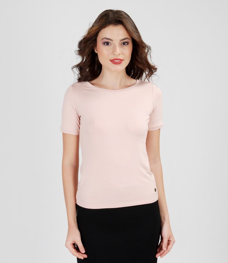 Tricou din jerse uni cu garnitura