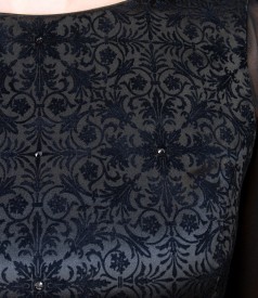 Rochie de seara din stofa elastica brocata cu catifea