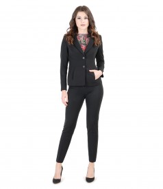 Costum office dama din stofa elastica cu buzunare