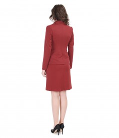 Costum office dama din stofa elastica cu rochie cu pliuri