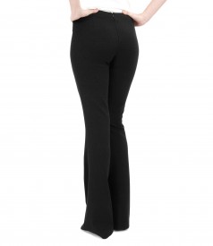 Panorama prefer Regarding Pantaloni evazati din stofa elastica negru - YOKKO
