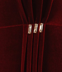 Rochie de seara din catifea elastica cu aplicatie de cristale