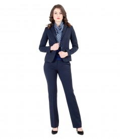 Costum office dama din stofa elastica cu garnitura