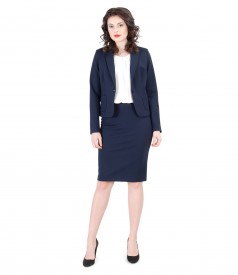 Costum office dama din jerse elastic gros bleumarin