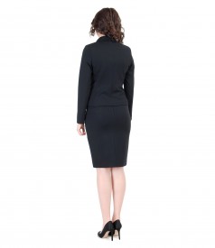 Costum office dama din jerse elastic gros negru