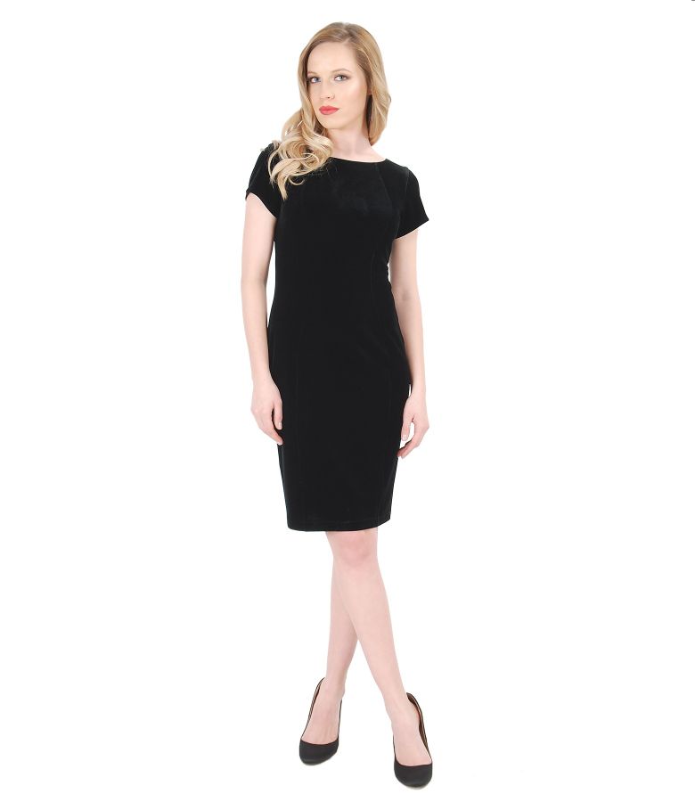 Rochie de seara scurta din catifea elastica neagra