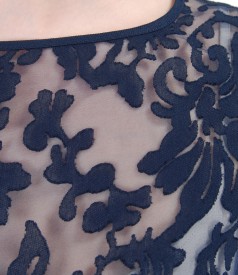 Rochie din organza brocata cu motive de viscoza si in cu cordon