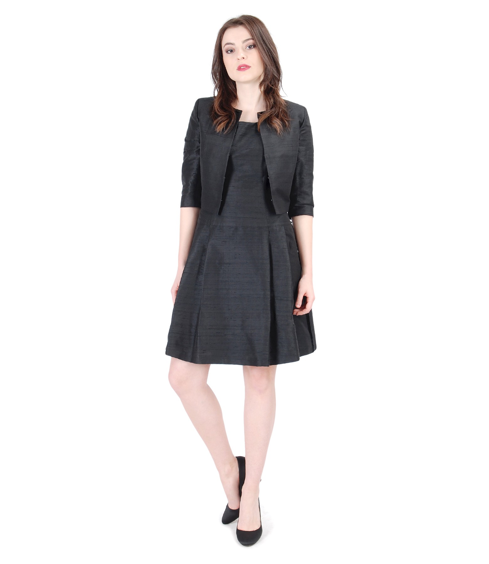 Tinuta De Ocazie Cu Rochie De Seara Din Tafta De Matase Yokko