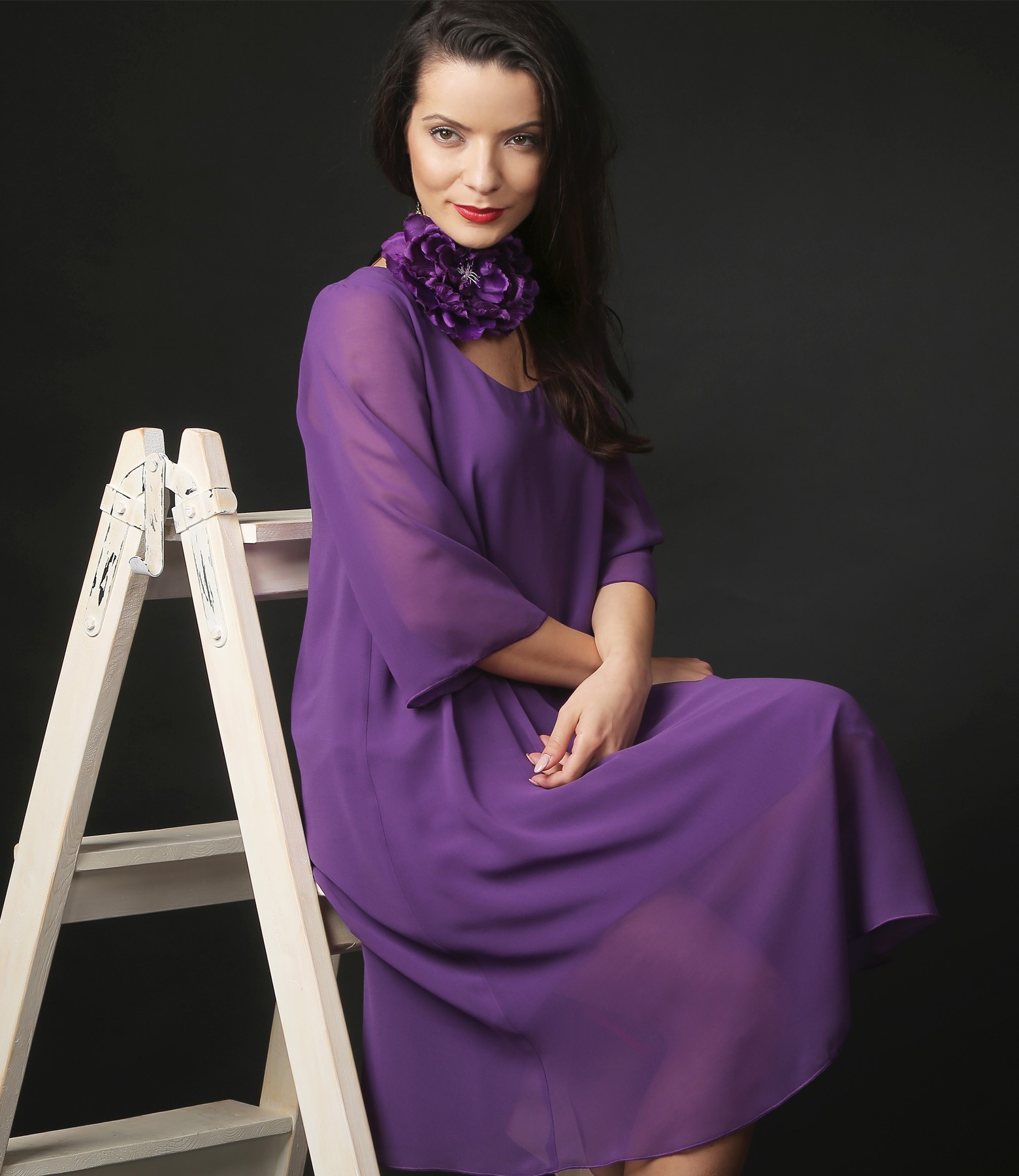 Rochie Eleganta Din Voal Mov Yokko