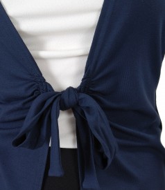 Bluza din jerse bleumarin legata cu cordon