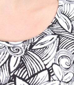 Bluza eleganta din jerse elastic cu imprimeu floral