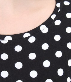 Bluza eleganta din jerse elastic cu imprimeu cu buline