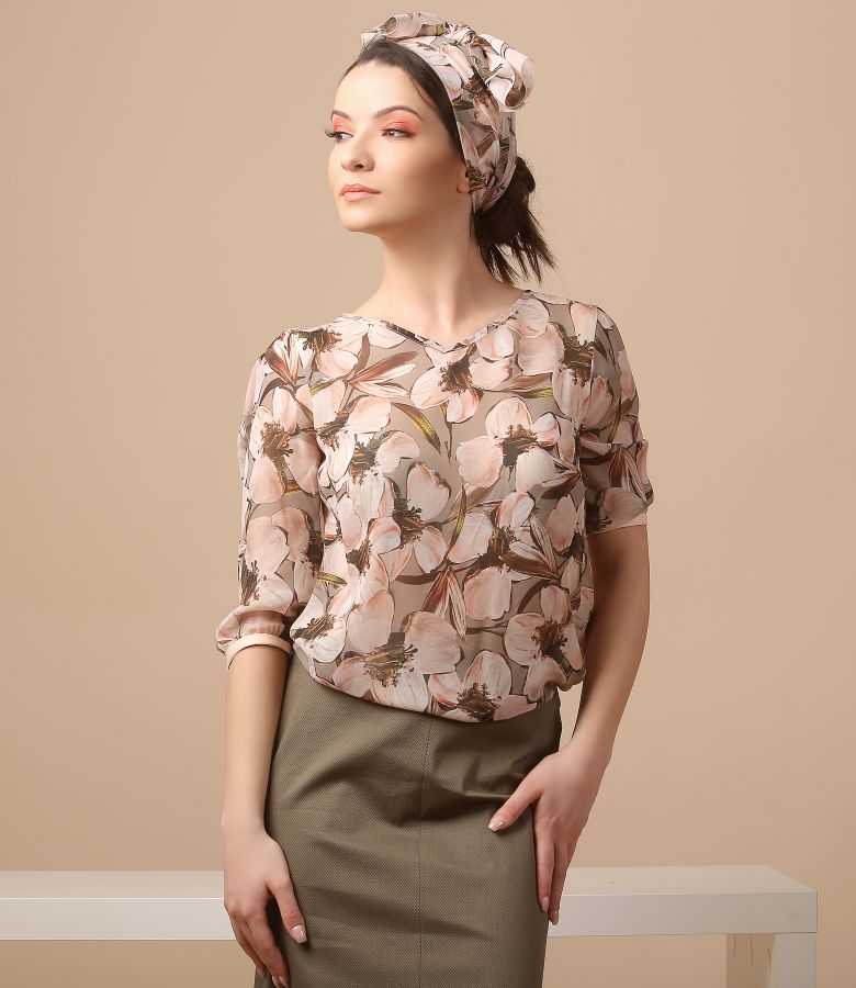 Bluza eleganta din viscoza imprimata cu flori