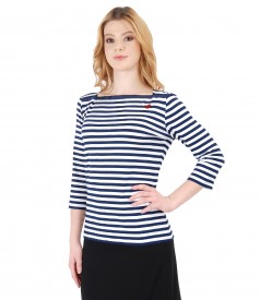 Bluza din jerse elastic cu aplicatie de cristale