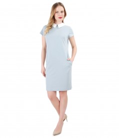 Rochie din tricot elastic cu guler si buzunare