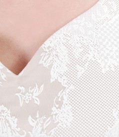 Rochie din brocart de bumbac cu garnitura de perle