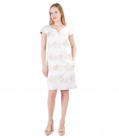 Rochie din brocart de bumbac cu garnitura de perle