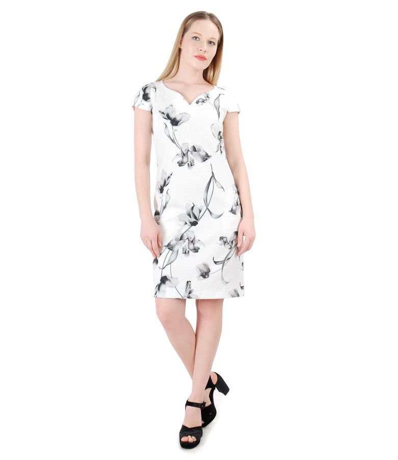 Rochie din bumbac texturat cu imprimeu floral