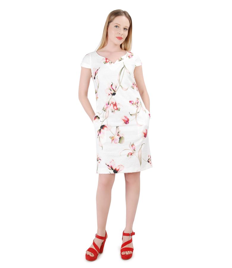 Rochie din bumbac texturat cu imprimeu floral