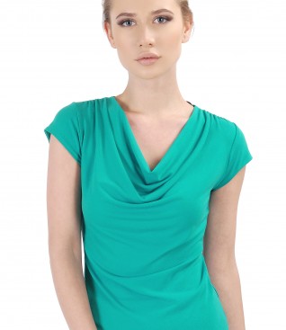 Bluza din jerse elastic cu falduri