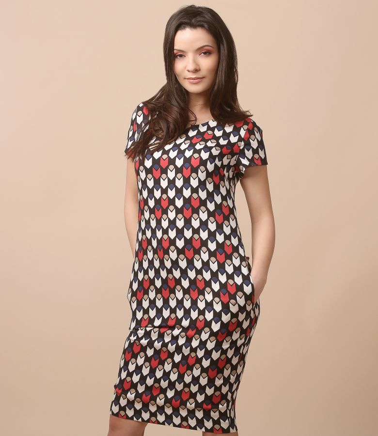 Rochie din viscoza cu imprimeu geometric