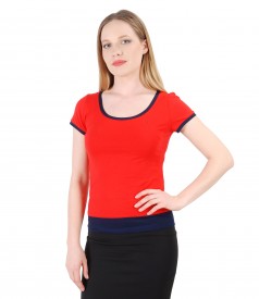 Tricou din jerse elastic cu garnitura