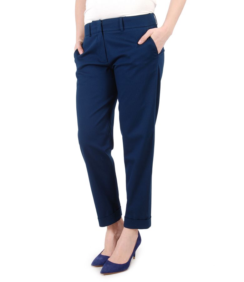 Pantaloni eleganti din bumbac texturat