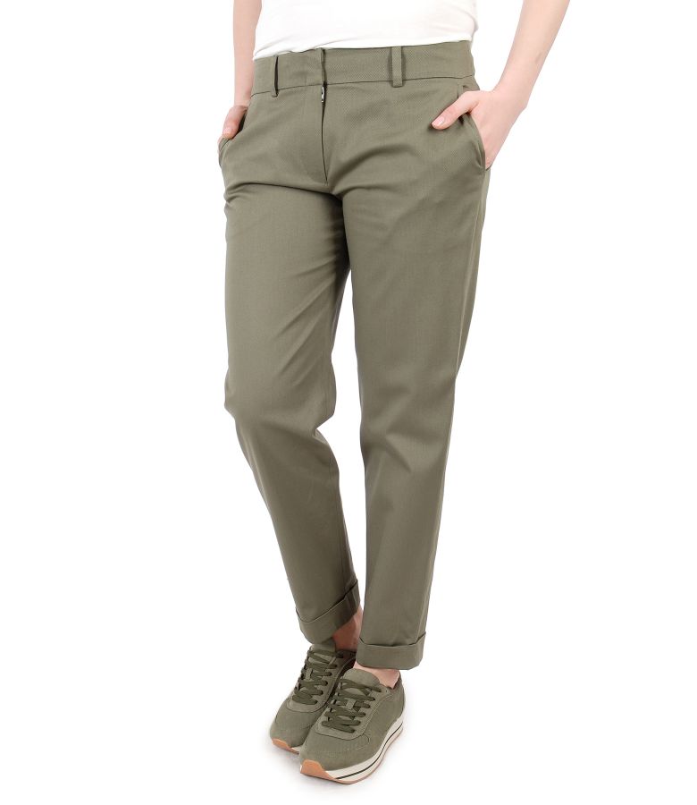 Pantaloni eleganti din bumbac texturat