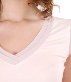 Bluza din jerse elastic cu garnitura si aripioare de voal