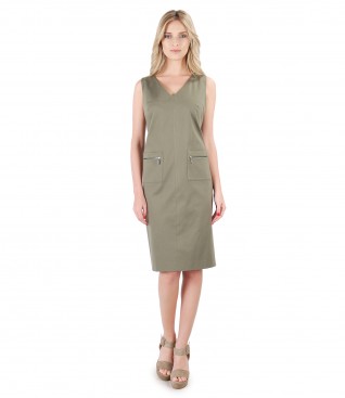 Rochie din bumbac texturat cu buzunare
