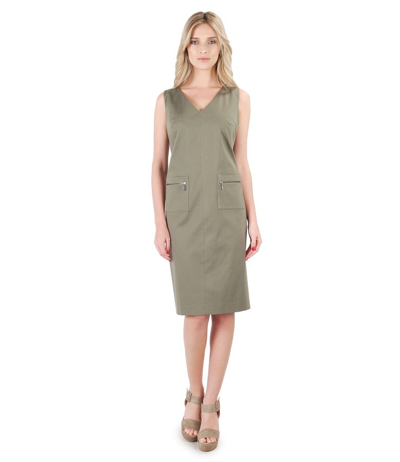 Rochie din bumbac texturat cu buzunare
