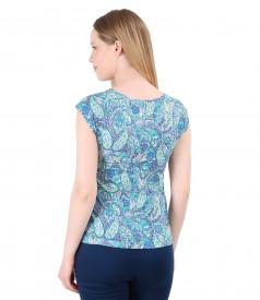 Bluza eleganta din jerse cu imprimeu asiatic