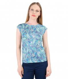 Bluza eleganta din jerse cu imprimeu asiatic