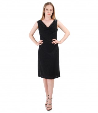 Rochie din jerse elastic cu aplicatie de cristale