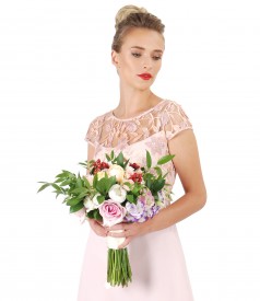 Rochie eleganta cu dantela cu motive florale
