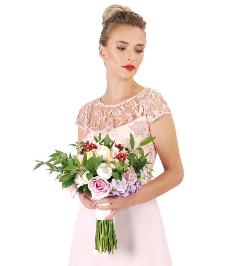 Rochie eleganta cu dantela cu motive florale