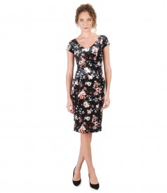 Rochie din catifea imprimata cu motive florale