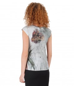 Bluza eleganta din jerse cu imprimeu floral