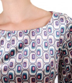 Rochie din catifea imprimata cu motive geometrice