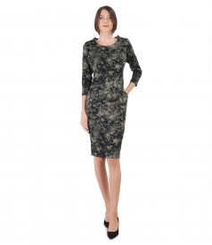 Rochie eleganta din jerse imprimat cu motive florale